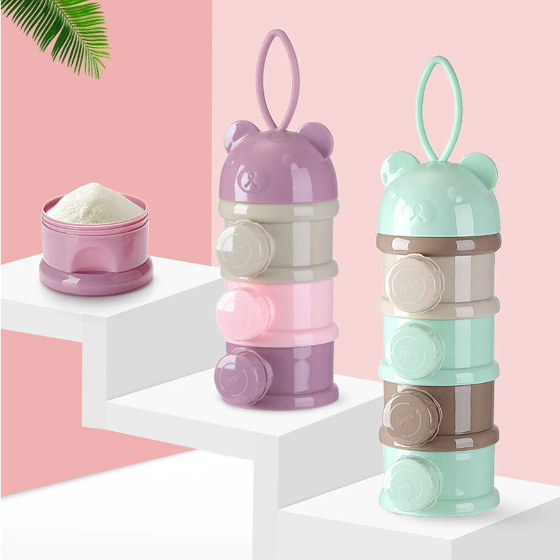 Baby Food Tracker - ที่ถอดออกได้นมผงเด็กกล่องเก็บทารกสี่ตาราง Essential ธัญพืชให้อาหารกล่องอาหารเด็กวัยหัดเดินสูตรคอนเทนเนอร์