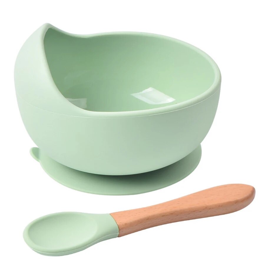 Baby Food Tracker - จานชามอาหารซิลิโคนกันหกสำหรับเด็กช้อนรับประทานอาหารเย็นช้อนรับประทานอาหารซิลิโคนเกรดอาหารสำหรับเด็ก