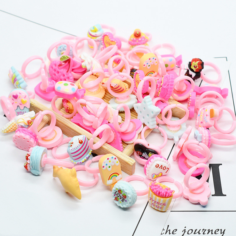 Baby Food Tracker - 20 ชิ้น/ล็อตเด็กน่ารักแหวนลูกอมสีเกาหลี Kawaii การ์ตูนเค้กขนมเค้กแหวนเด็กผู้หญิงของขวัญเครื่องประดับสําหรับเด็ก