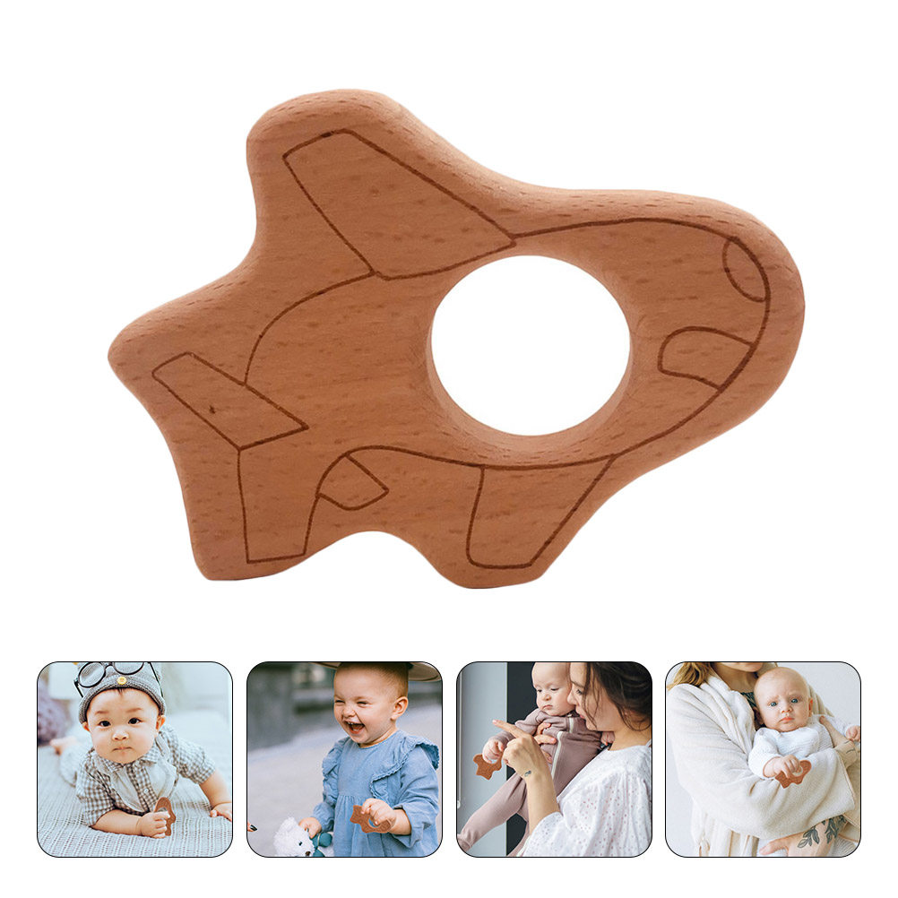 Baby Food Product - ยางกัดรูปทรงเครื่องบิน 2 ชิ้น วัสดุธรรมชาติปลอดภัย อุปกรณ์สำหรับกัดฟันเด็ก น้ำหนักเบา