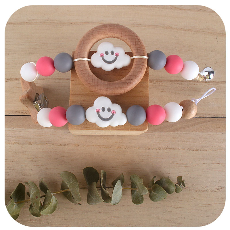 Baby Food Natural - ABCPICK DIY เด็กซิลิโคนเกรดอาหารเจล Molar สร้อยข้อมือรูปร่างน่ารักของเล่นเด็กไม้ธรรมชาติปลอดสารพิษแหวนแฟชั่น Baby
