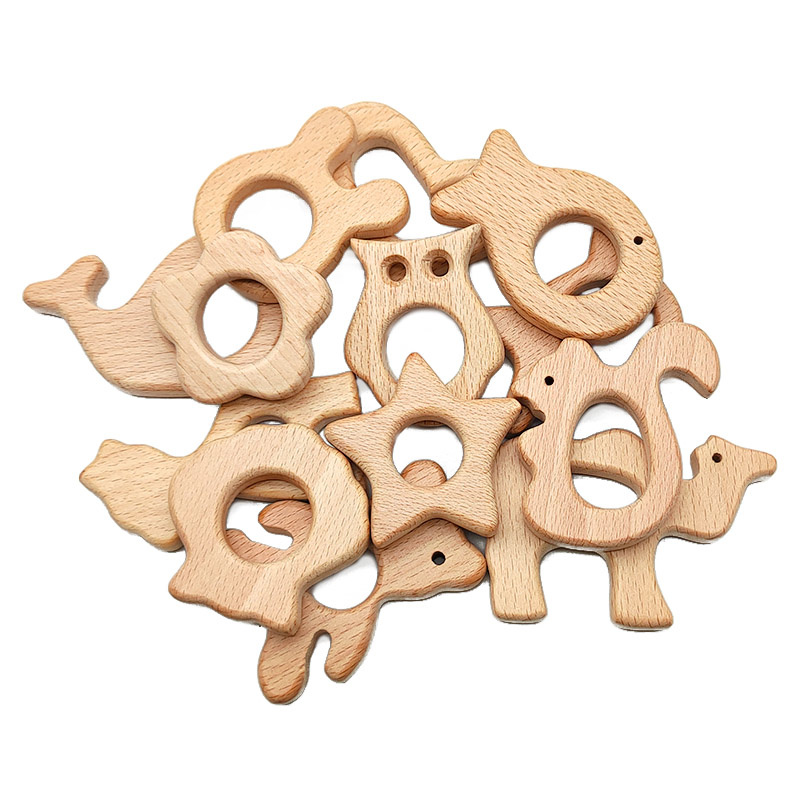 Baby Food Natural - การ์ตูนรูปร่างเกรดอาหารไม้บีชธรรมชาติ Teether Baby Molar ของเล่น Dolphin